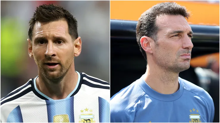 Lionel Messi and Lionel Scaloni of Argentina.
