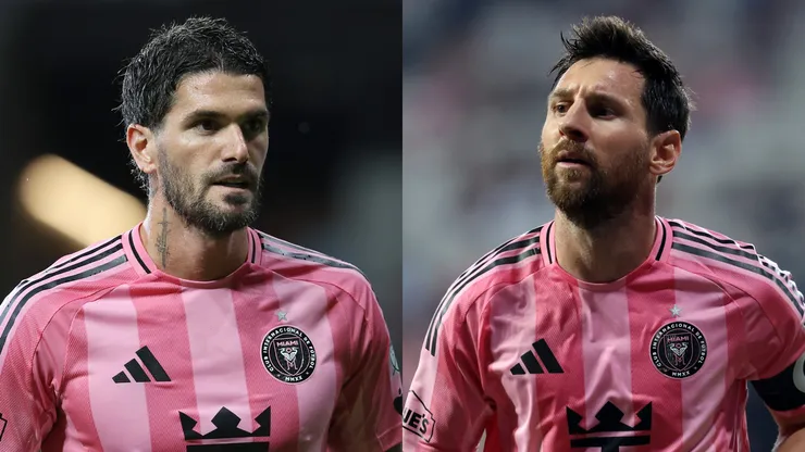 Rodrigo De Paul and Lionel Messi of Inter Miami.