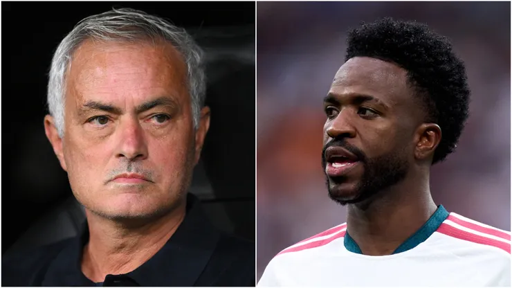 Head coach Jose Mourinho and Vinicius Junior of Real Madrid.