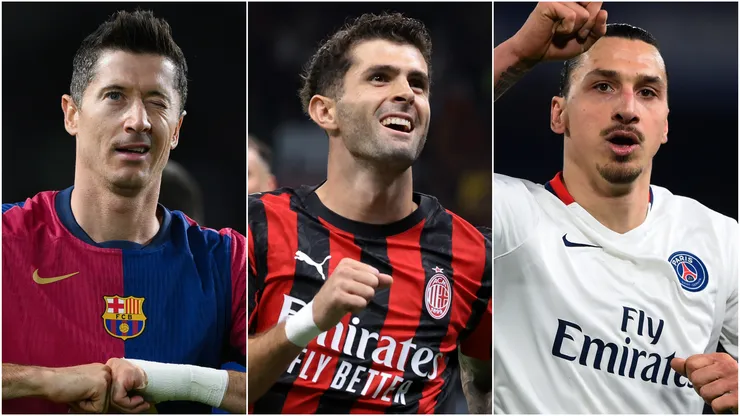 Robert Lewandowski (left), Christian Pulisic (center), and Zlatan Ibrahimovic (right)