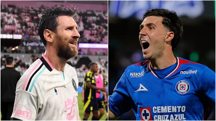Lionel Messi of Inter Miami CF and Jose Paradela of Cruz Azul.