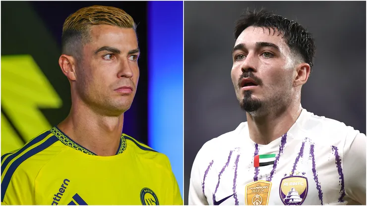 Cristiano Ronaldo of Al Nassr and Matias Palacios of Al Ain.