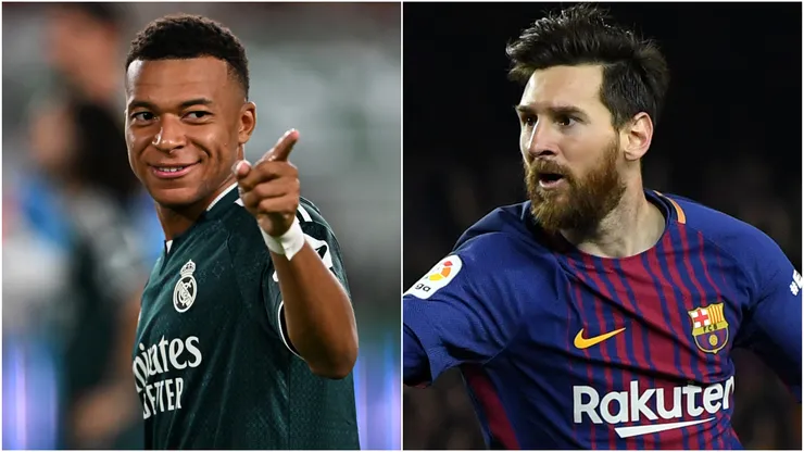Kylian Mbappe (left) and Lionel Messi (right)