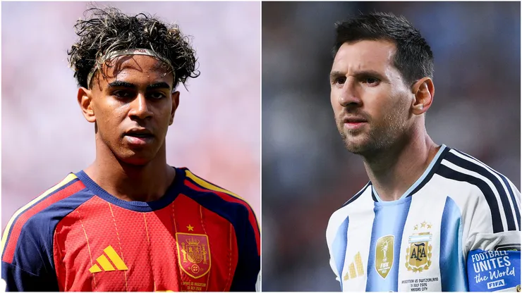 Lamine Yamal of Spain and Lione Messi of Argentina.