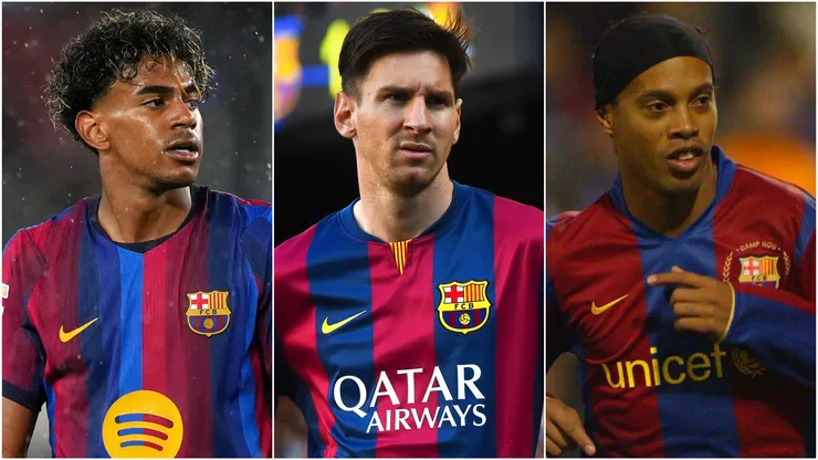 Lamine Yamal, Lionel Messi and Ronaldinho.