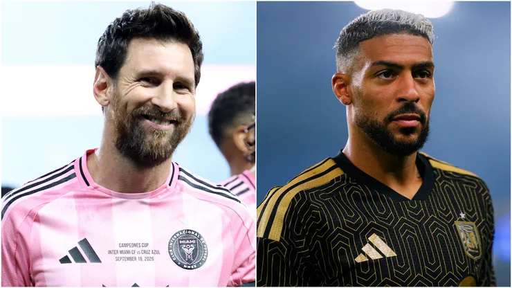 Lionel Messi (left) and Denis Bouanga (right)