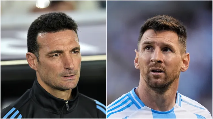 Lionel Scaloni and Lionel Messi of Argentina.