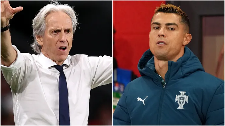 Jorge Jesus (left) and Cristiano Ronaldo (right)