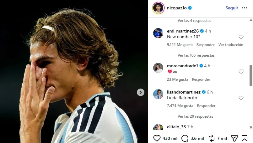 Nico Paz’s official Instagram account.