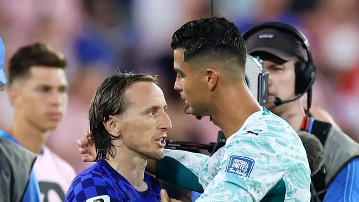 Luka Modric of Croatia and Cristiano Ronaldo of Portugal