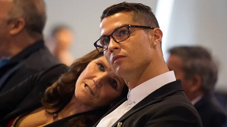 Cristiano Ronaldo of Real Madrid looks on with his mother Maria Dolores dos Santos Aveiro