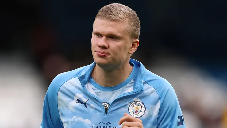 Erling Haaland of Manchester City looks on