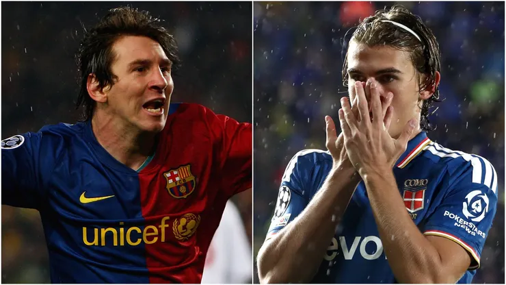 Lionel Messi (left) and Nico Paz (right)