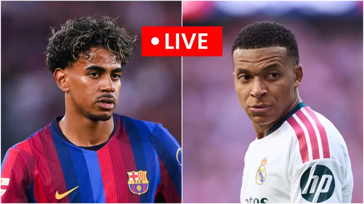 Lamine Yamal of Barcelona and Kylian Mbappe of Real Madrid