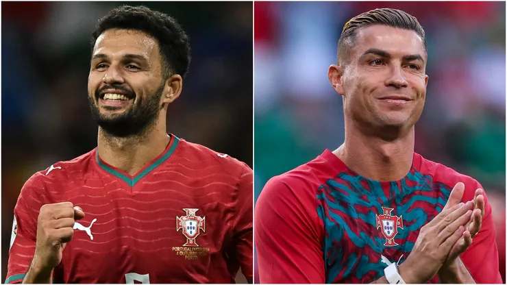 Goncalo Ramos and Cristiano Ronaldo of Portugal.