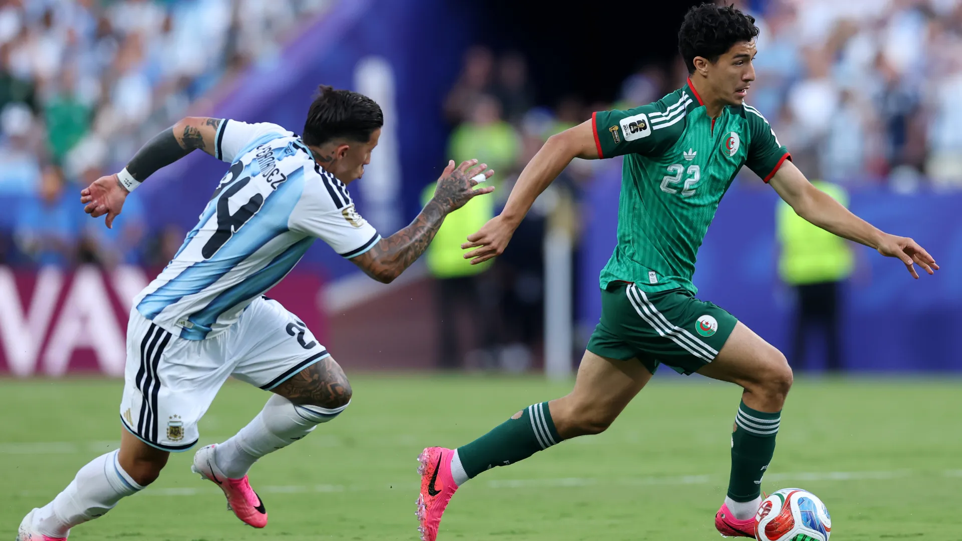 Ibrahim Maza during a 2026 World Cup game vs Argentina. (Getty Images)